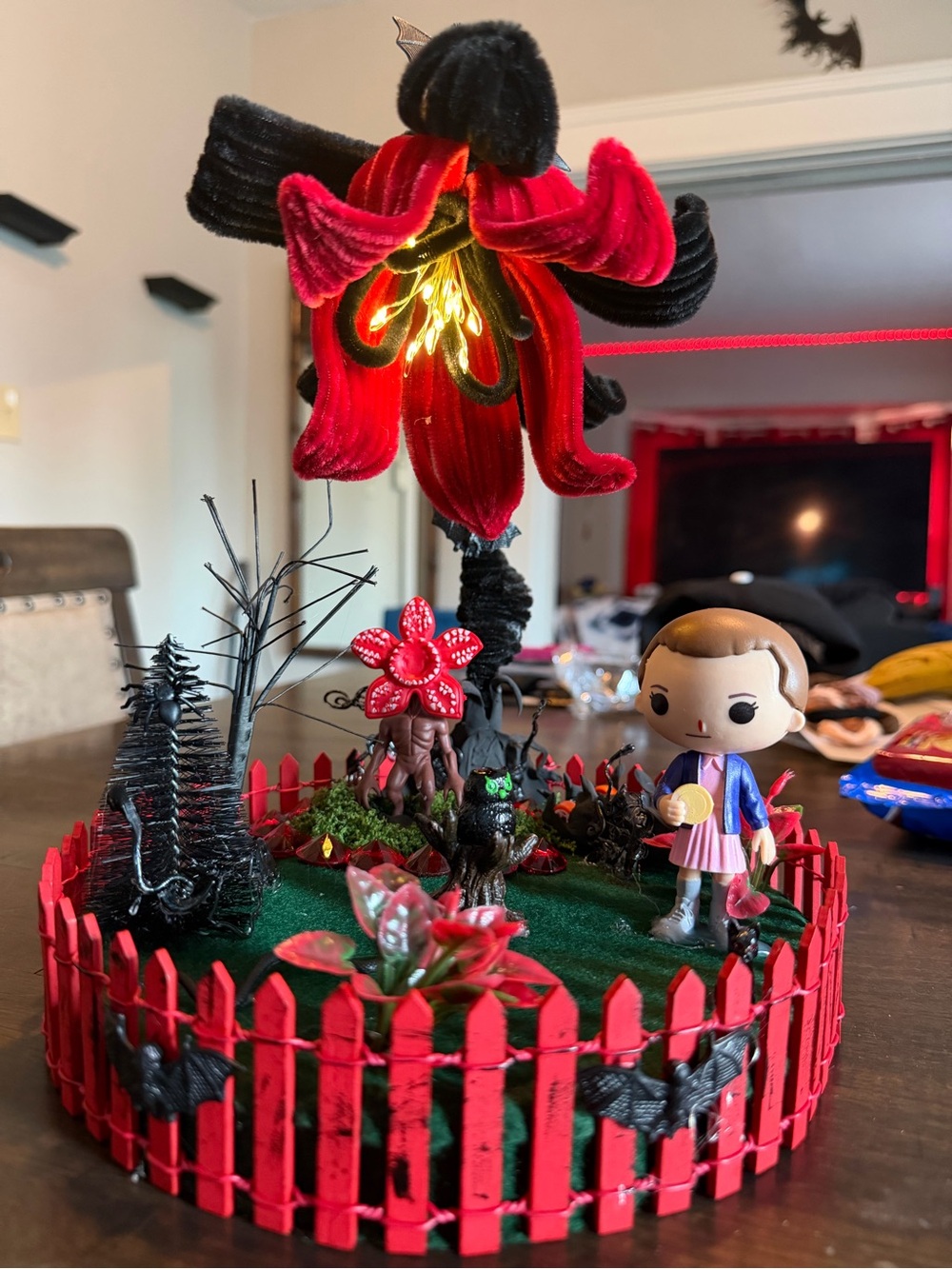 Stranger Things Eleven Miniature Display with Red & Black Flower